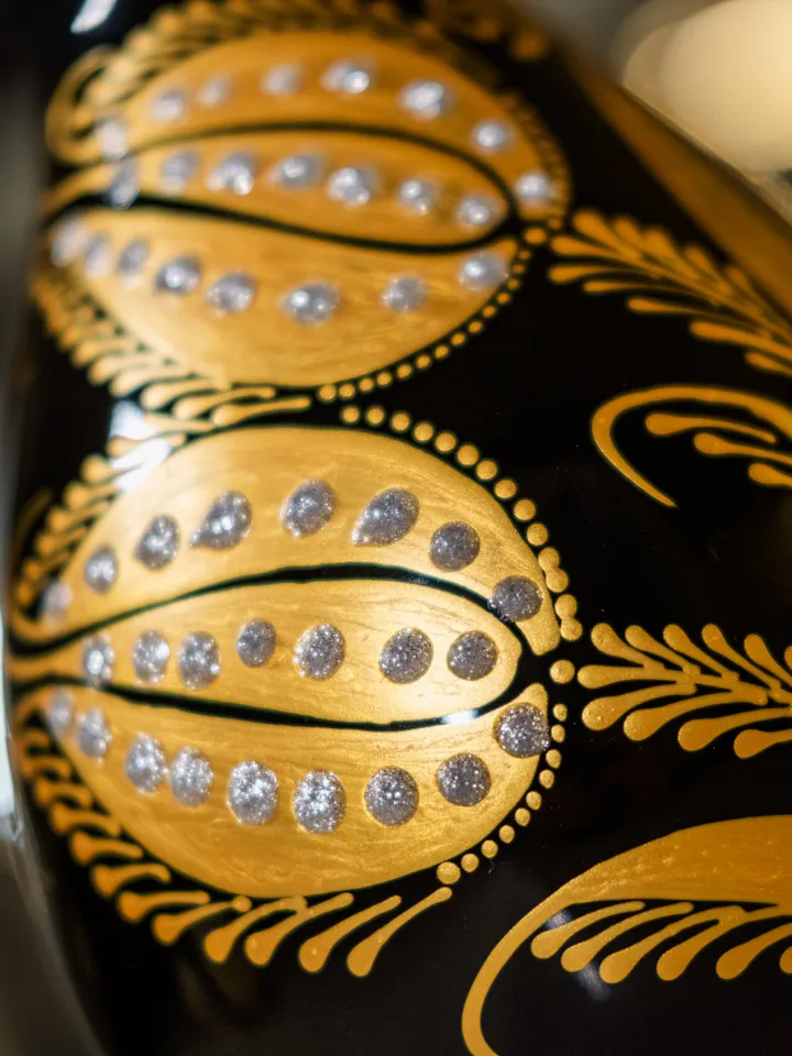 Handpainted Ceramic Vase for flover | Vase decor | Elegant Black Gold Vase