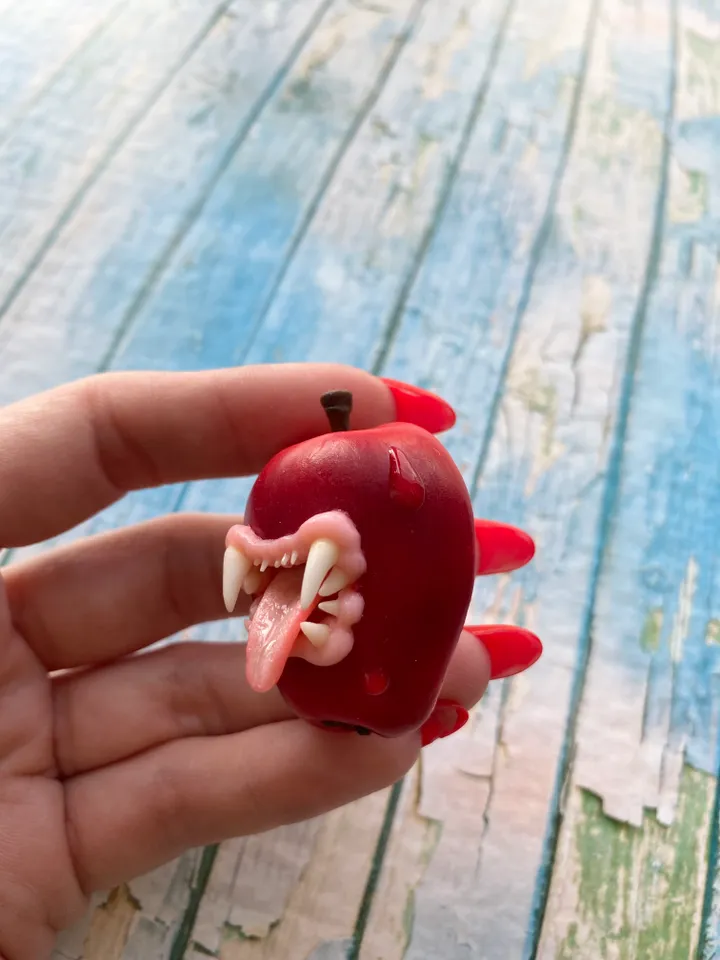 Brooch Apple with Polymer Clay