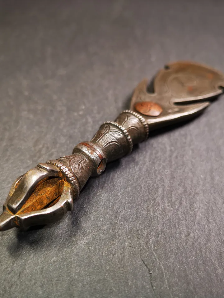 Gandhanra Handmade Tibetan Amulet,Kartika(knife of the dakinis), Trantic Buddhism Ritual Implement, Altar Tools,Made of Cold Iron,4.33"