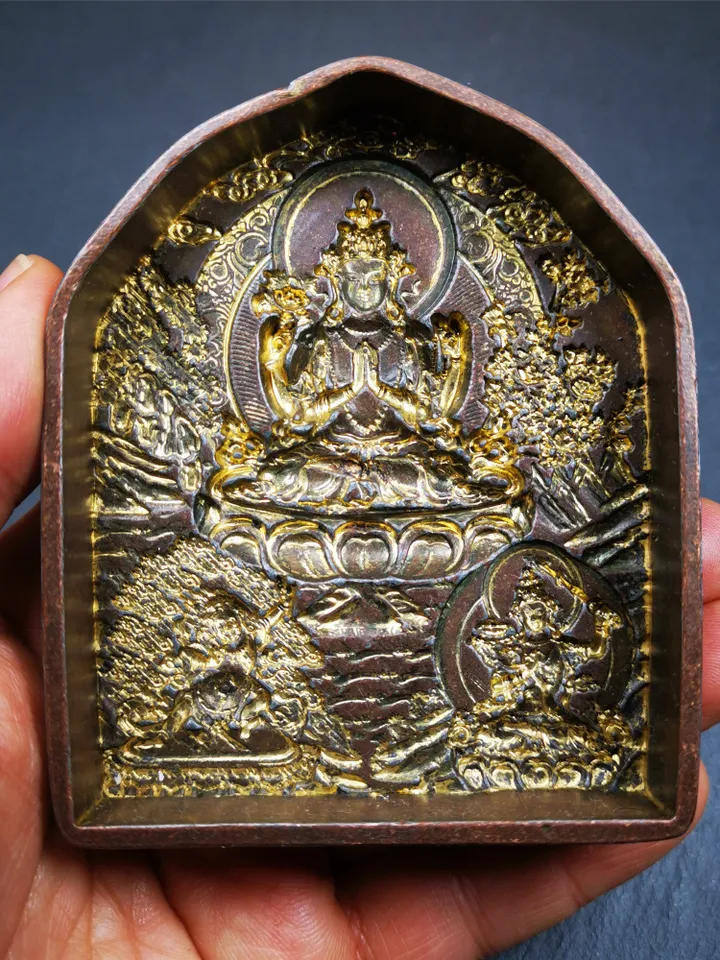 Gandhanra Tibetan Buddha Statue Tsa Tsa Mold,Three Great Bodhisattvas,Manjushri,Chenrezig,Vajrapani,Tsha Tsha Mould For Making Clay Statue