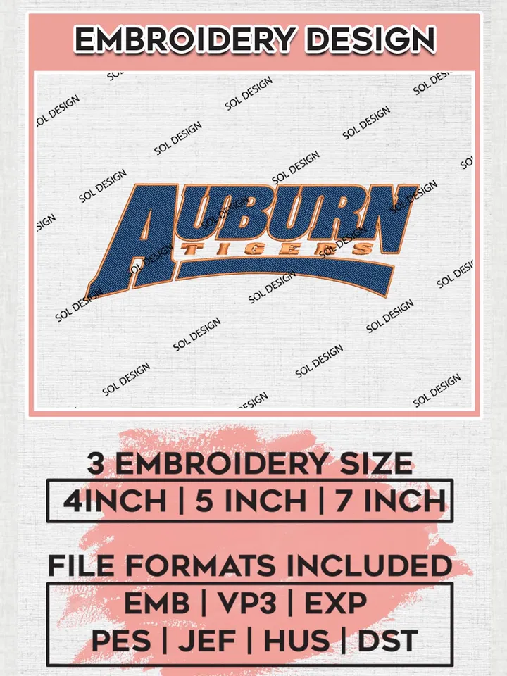 NCAA Auburn Tigers Team Writing Logo Machine Embroidery Design, NCAA Auburn Tigers Team Design Design files, NCAA Team Embroidery Designs, NCAA Machine Embroidery Designs, Digital Download