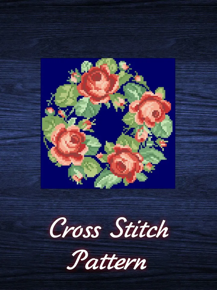 Antique Cross Stitch Pattern Flower Crown Digital Download PDF