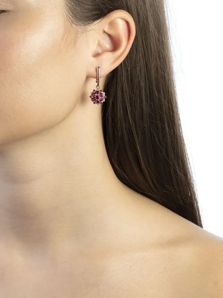Women's earrings silver 925 with spinel and cubic zirconia