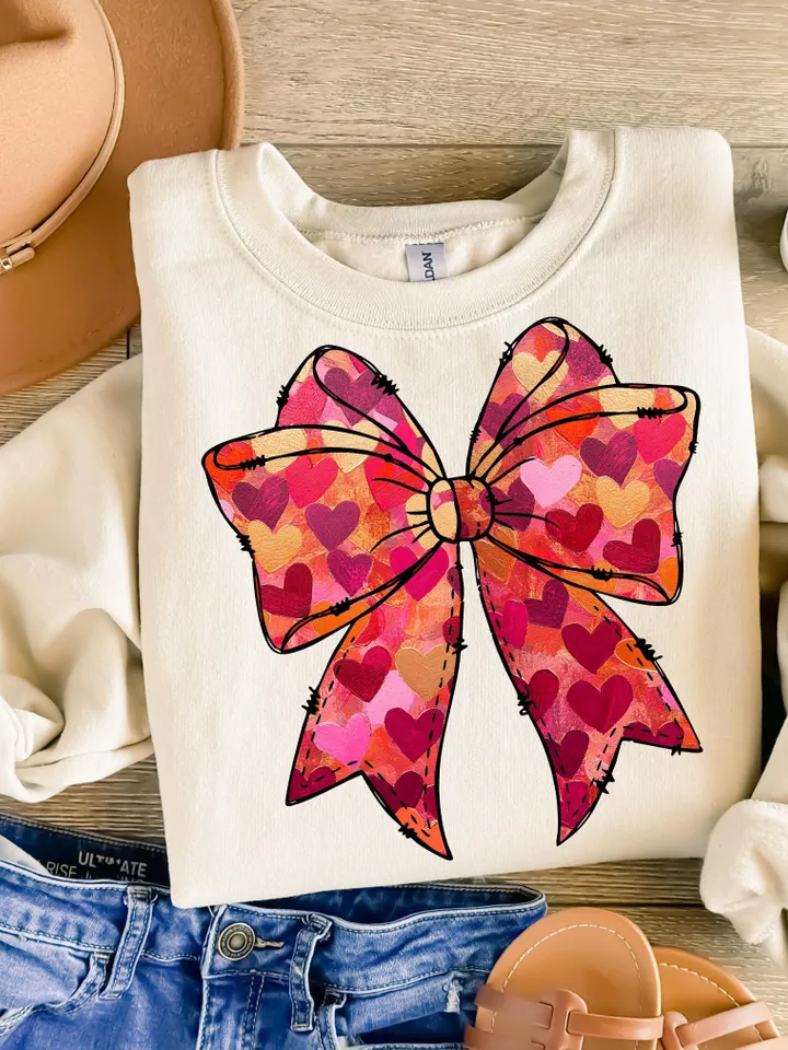 Valentine Day Heart Bow Brushstroke png, Valentine png, Valentines day, xoxo png, valentine png designs, Coquette Bow Valentine Png Trendy