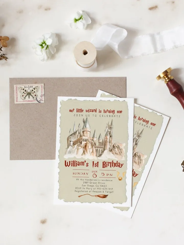 Wizard School 1st Birthday; Magic School Party Invite Template; The Chosen One Wizard Birthday Invitation; Magical First Birthday canva diy
