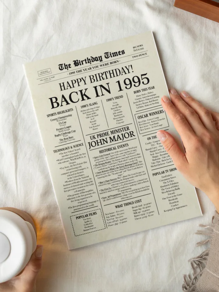 30th Birthday Newspaper Poster Back in 1995 Printable Sign 1995 Birthday Fun Facts 30 Years Ago UK Digital Download