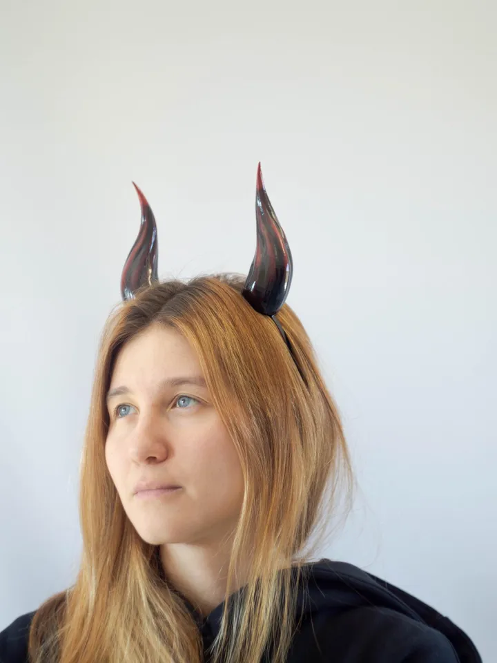 Small Devil Horns, Lightweight 3d Printed Headset Accessories, Realistic Fantasy Cosplay Red Demon Horns Headband for Halloween, Photoshoot