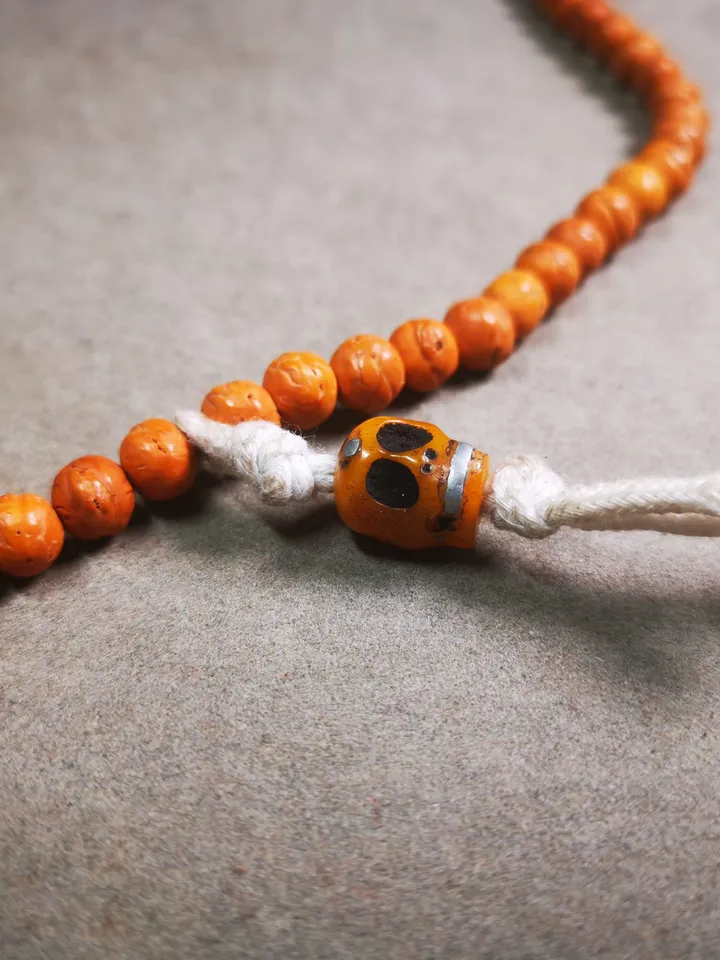Gandhanra Tibetan Yak Bone Carved Skull Bead Amulet Pendant for Mala,Prayer Beads,Keychain