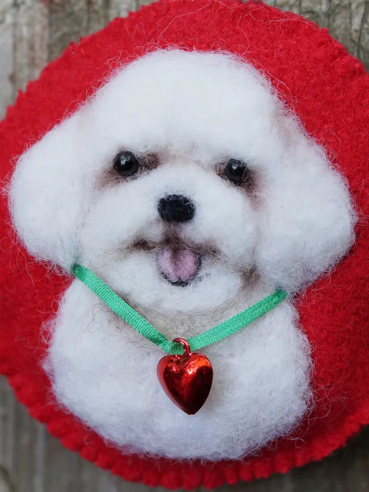 Bichon Frise Christmas ornament, pet portrait, needle felted dog ornament, made to order