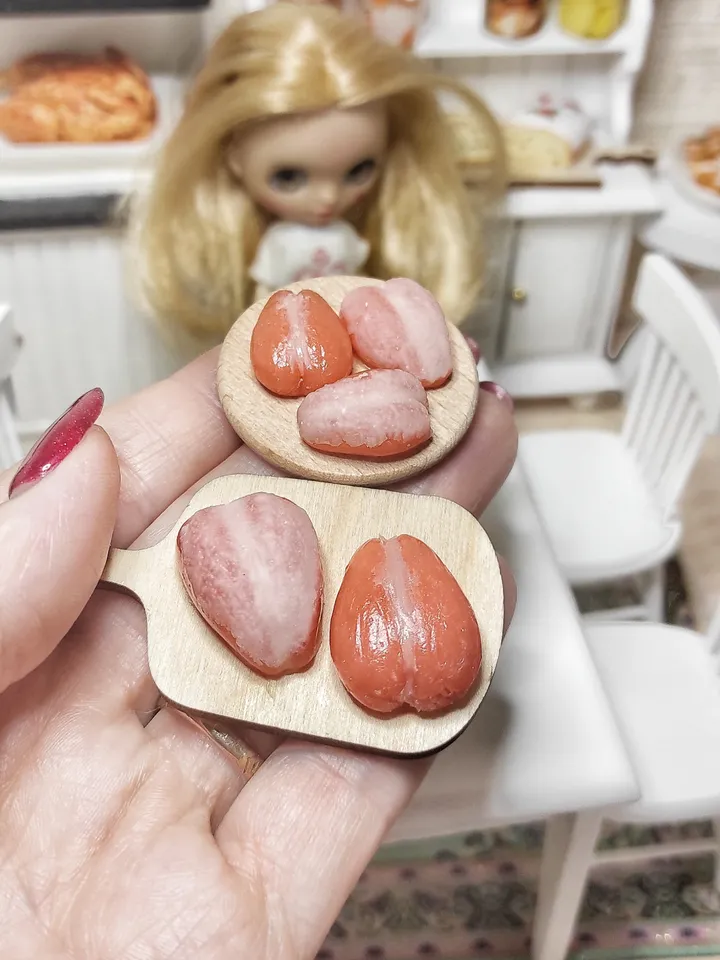 Realistic miniatures for doll houses - polymer clay poultry meat - meat board - miniature - food for dolls - mini food