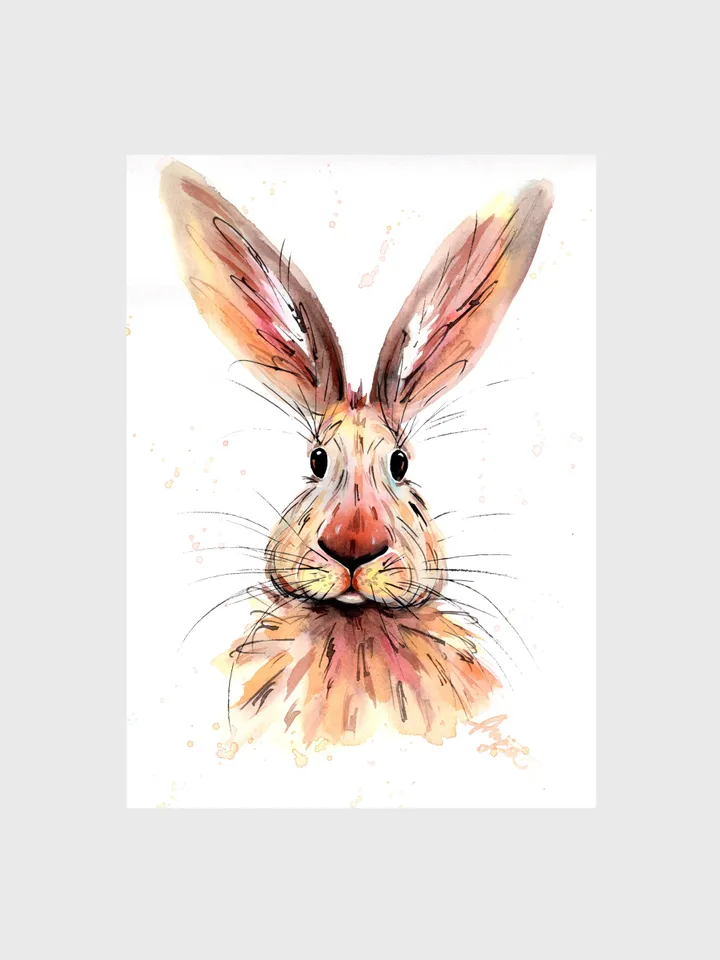 Hare Original watercolor, animal painting, wall decor, animals lover gift, 8x11 in bunny art by Anne Gorywine