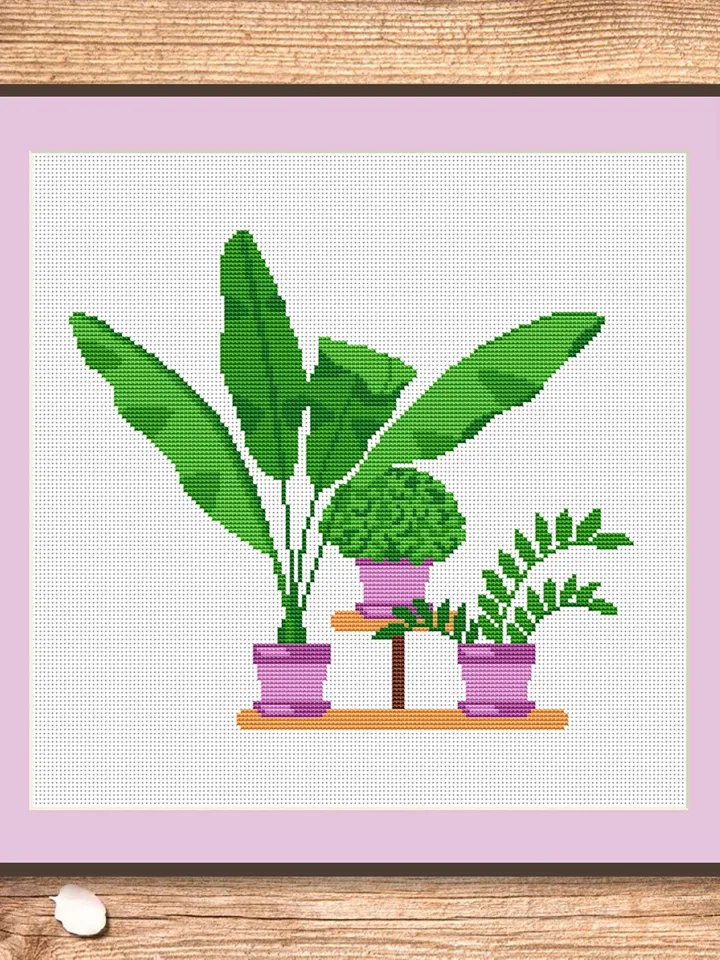 Potted Flowers Cross Stitch Pattern, Flower Cross Stitch Pattern, Embroidery Potted Flowers, Flowers xStitch, Potted Flowers xStitch #flw018