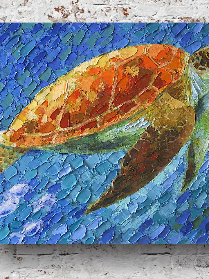 Sea Turtle Painting Animal Original Art Ocean Painting On Canvas Art Impasto Hawaii Wall Art 12" x 16" By Colibri Art