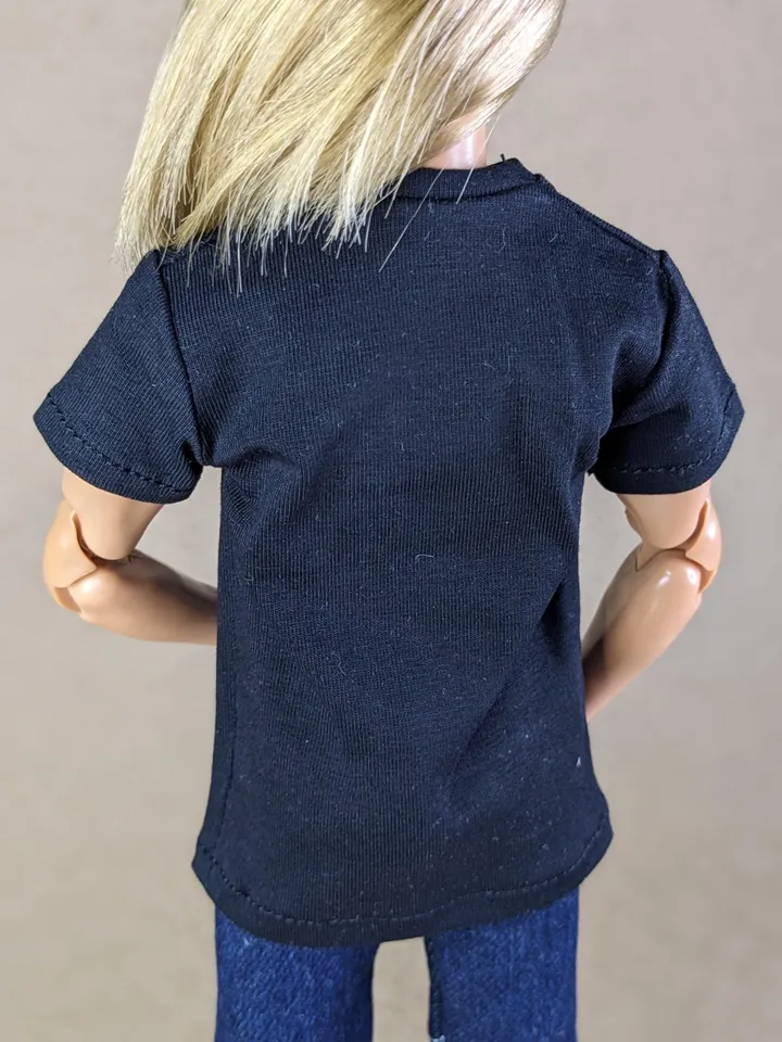 Black T-shirt for 12-inch fashion male dolls