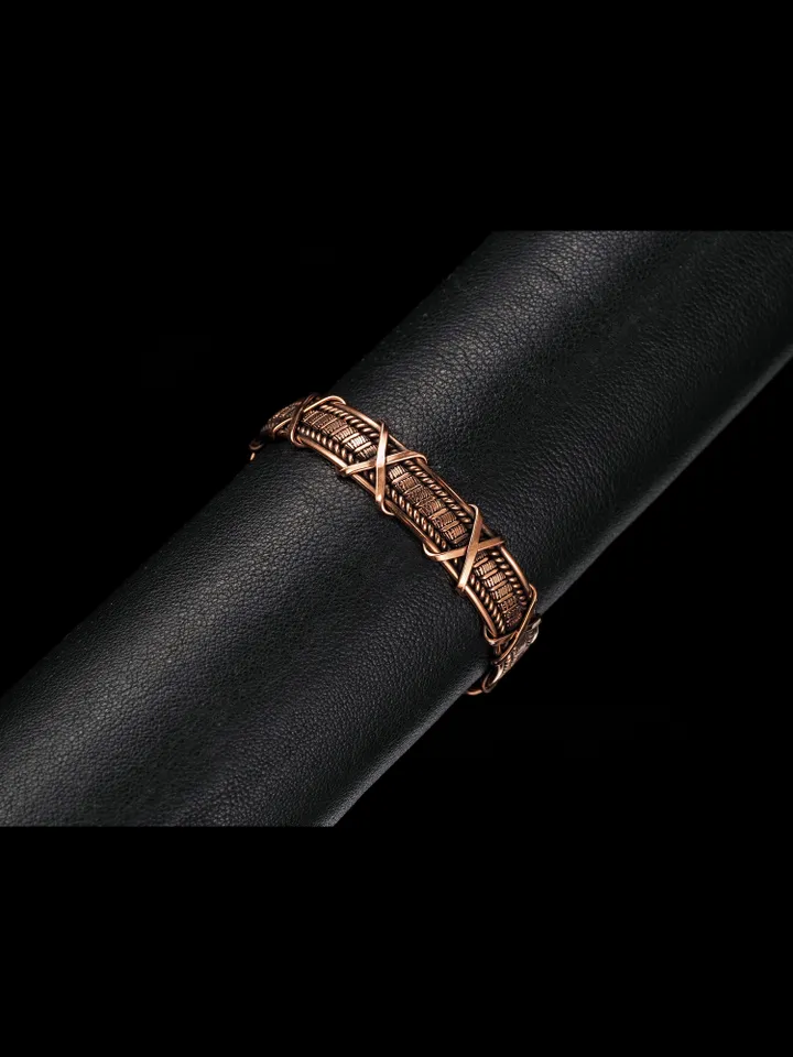Copper wire wrapped bracelet for woman 7th Anniversary gift Small size bracelet