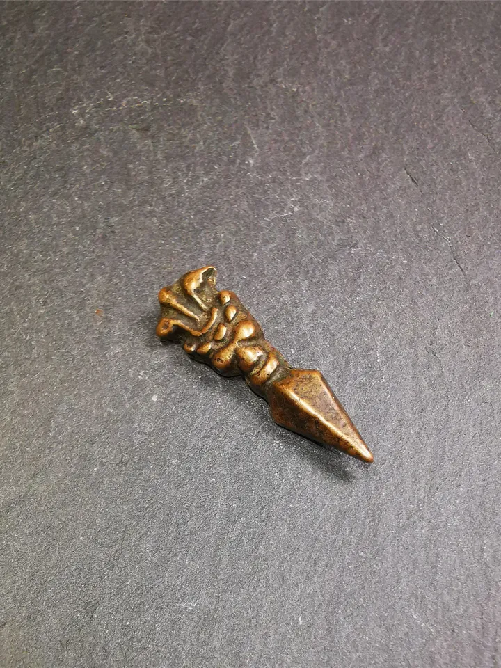Gandhanra Vintage Tibetan Amulet,Snow Lion Kila(Dorje Phurba) , Trantic Buddhism Ritual Implement Pendant,Made of Brass,1.5&quot;
