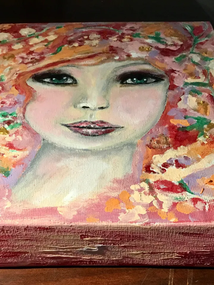 Sofia doll,original acrylic painting on 3 d canvas,fantasy dolls painting,fairytales,young woman painting,unique gift,home decoration