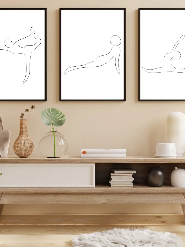 Yoga Print Set Of 3, Yoga Abstract Art, Yoga Wall Decor, Yoga Poster, Yoga Studio Decor, Yoga Pose Posters, Yoga Pose, Yoga Gift Ideas
