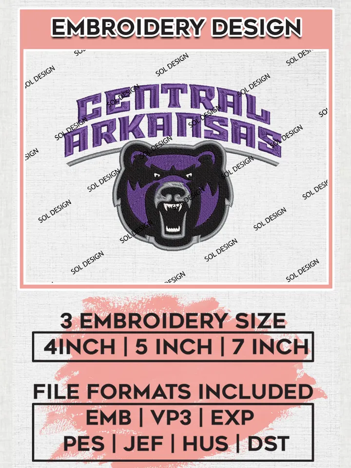 Central Arkansas NCAA Team Head Mascot Logo embroidery designs, NCAA Central Arkansas Bears Logo Machine embroidery designs, NCAA Team Logo embroidery designs, NCAA Game Day Machine embroidery designs, Digital Download
