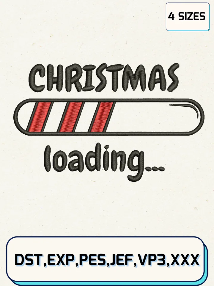 Christmas Loading Christmas Embroidery Design Files,Christmas Embroidery Designs,Machine Embroidery Files,4 Sizes