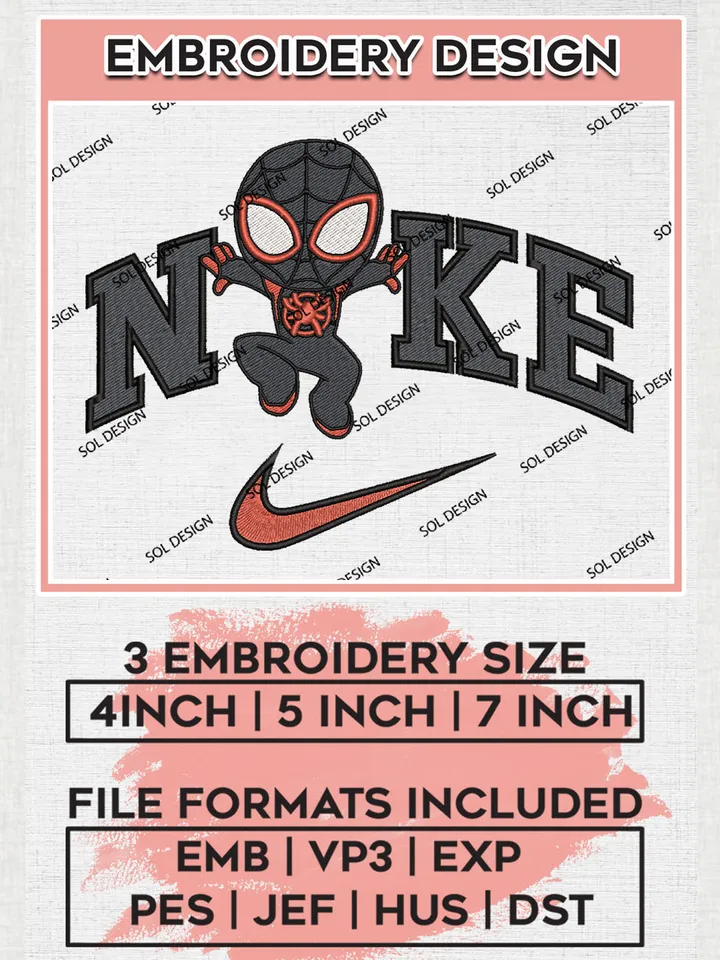 Ni.kee Spiderman Miles Morales Embroidery Designs, Spiderman Embroidery Files, Superhero Machine Embroidery Designs, Movie Characters Logo, Marvel Comics Machine Embroidery Design, Digital Download
