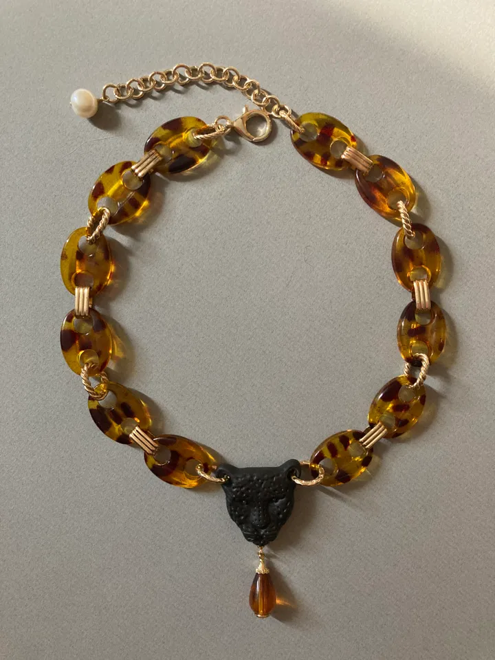 Choker black leopard porcelain
