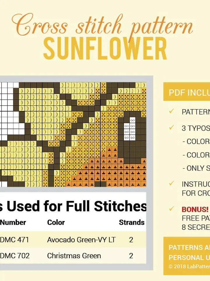 Cross stitch pattern Sunflower Cross stitch pattern Plants vs Zombies PDF Format Instant Download Home decor Modern