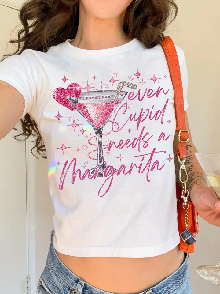 Even Cupid Need A Margarita Retro valentine png, Glitter Coquette Trendy Valentine Png Sublimation, Disco Ball, Funny Vday png Trendy png,