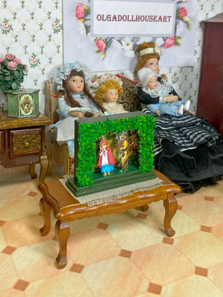 Tutorial. Miniature puppet theater based on the fairy tale "Little Red Riding Hood". Two sizes 1:12. 1:6.