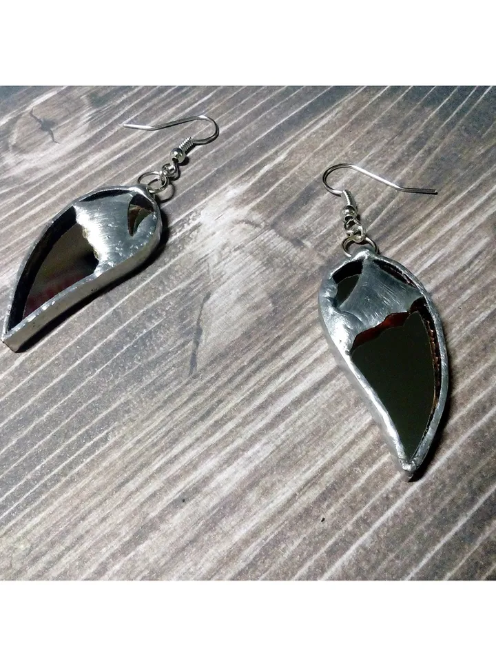 Bat wings mirror earrings, Goth witchy earrings, Tin soldered, witch earrings, Halloween, witchy earrings, Bat lover