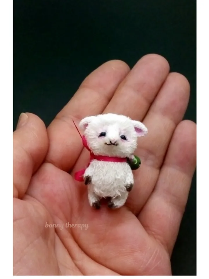 Miniature sheep stuffed animal 1.3 inch, cute tiny lamb