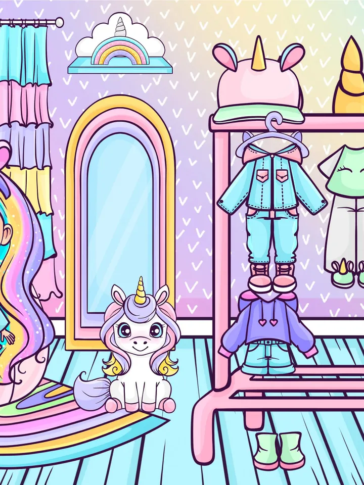 Unicorn paper doll clothes cut out, Printable Blythe paper doll digital PDF instant download, printable doll house, Busy book activity, DIY