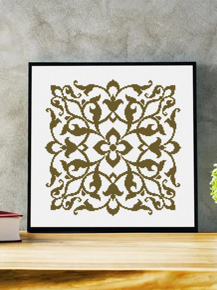 Vintage mandala cross stitch pattern PDF download Victorian gothic mandala, Square ornament cross stitch chart, Vintage pattern PDF #M207