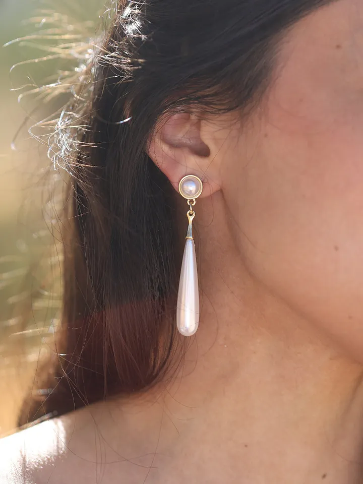Boho Wedding Earrings | Long Pearl Bridal Earrings | Gold Boho Wedding Jewelry | Pearl Statement Earrings | Bridesmaid Gift , Jewellery |