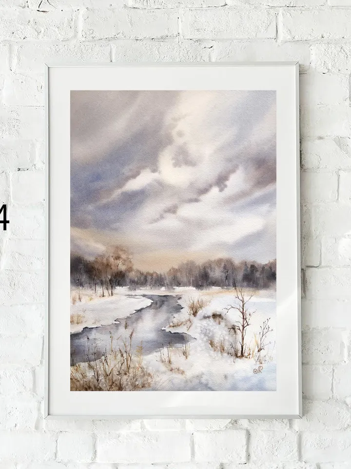 Landscape Watercolor Prints Set of 4 Nature Postcards