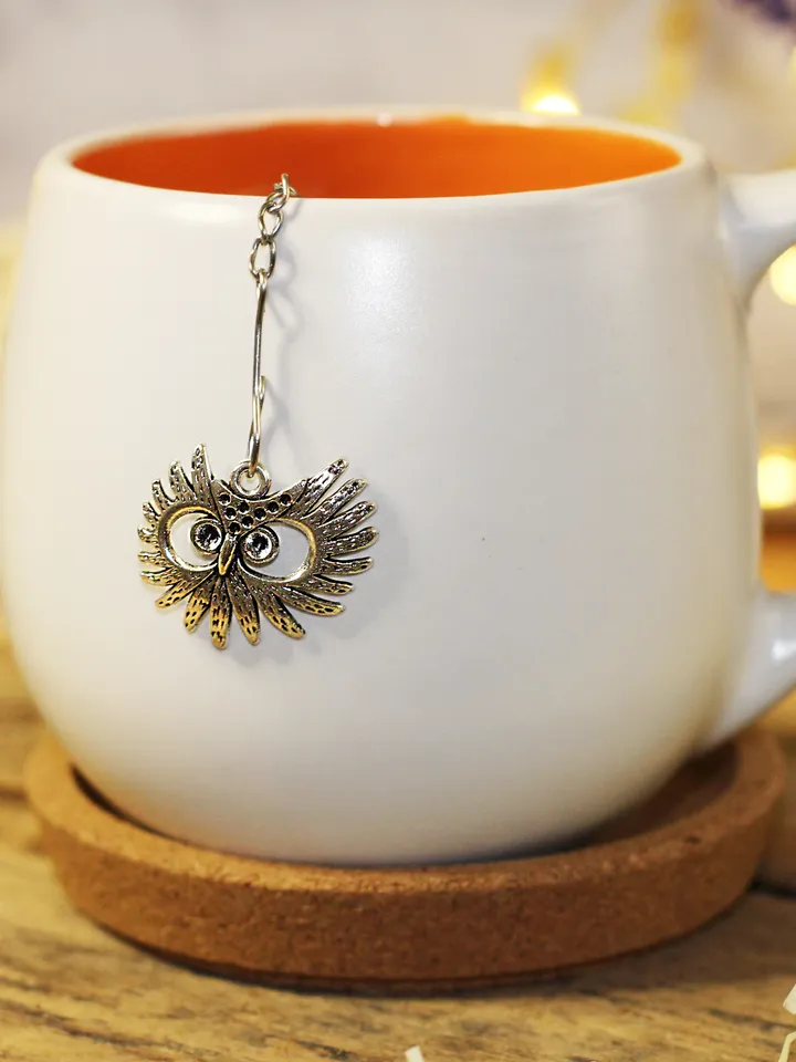 Owl tea ball infuser for loose leaf tea, Tea infuser charm owl, Tea Strainer owl pendant, Herbal tea lover gift