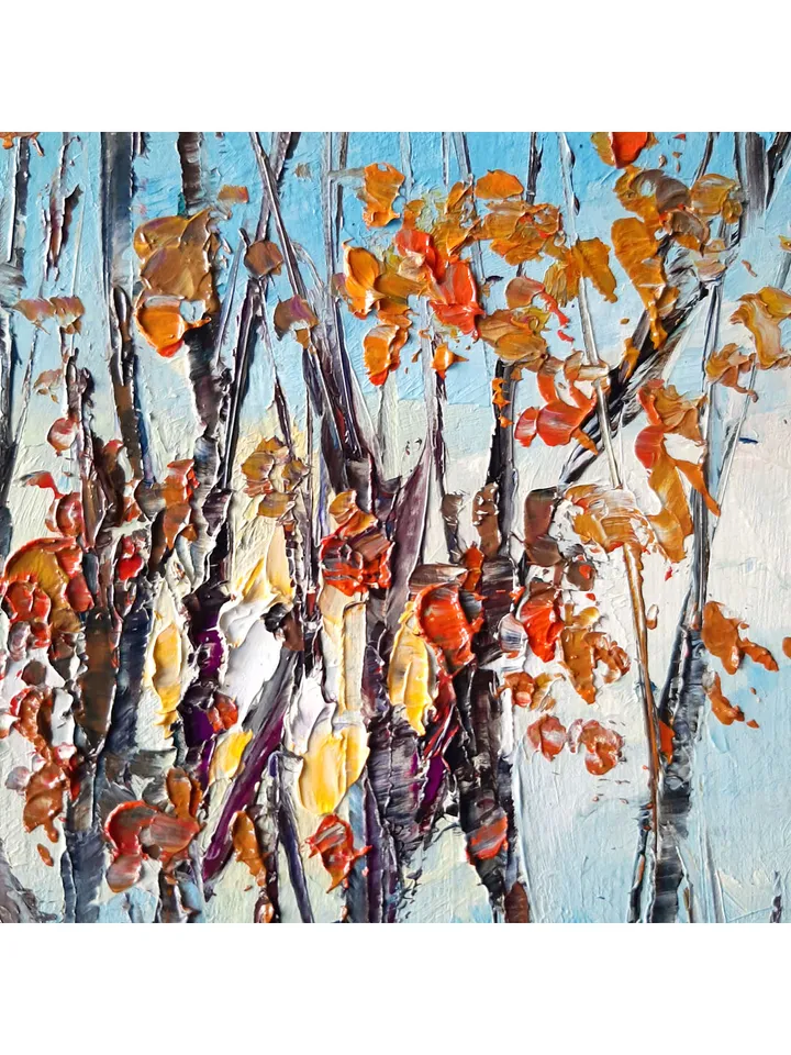 Sun through the Trees painting 12x8” ORIGINAL ART Morning Landscape Impressionist hand painted by artist Marina Chuchko