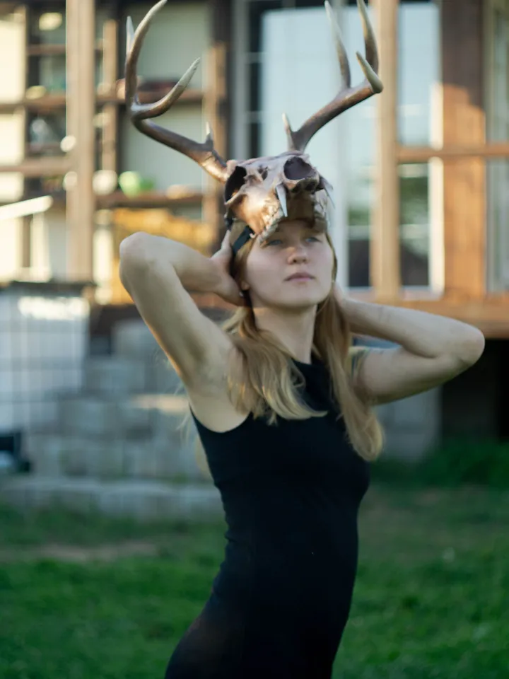 Deer Skull Mask, Antler Mask, Realistic Skull Mask, tribal headpiece, Headpiece skull, ritual mask, pagan headdress, skull costume mask