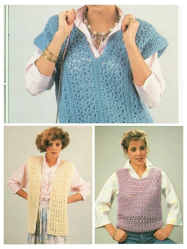 Vest crochet pattern , set vest crochet, lace vest crochet, summer vest crochet, chunky vest, waistcoat pdf