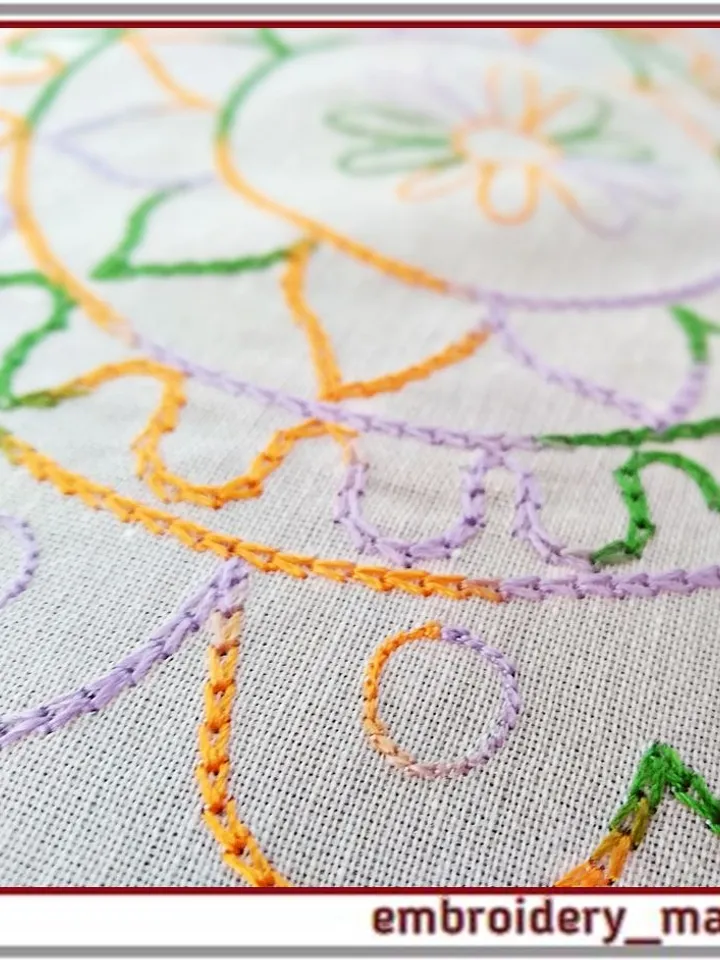 Machine embroidery design Single color chain stitch folk style by Embroidery Manavi 05