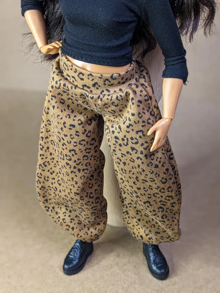 Handmade leopard printed hippie pants for 1/6 scale fashion female dolls