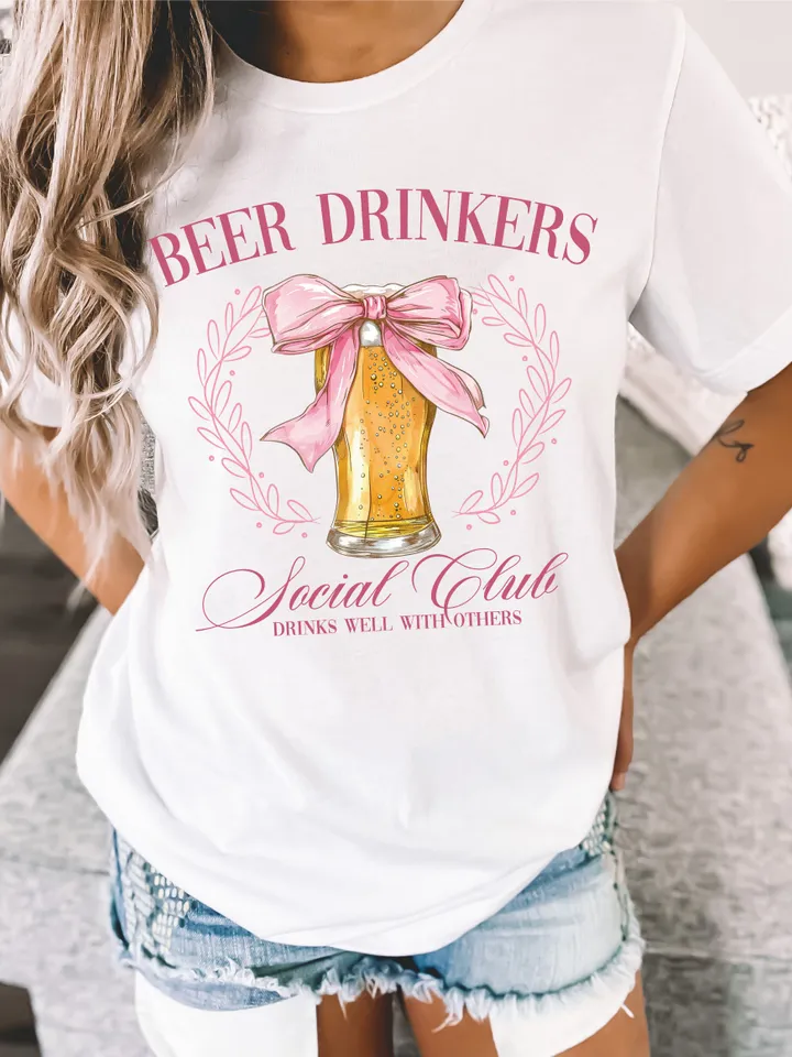 Beer Drinkers Social Club Png,beer coquette png girly beer pink bow, Girls Club Bachelorette png Trendy Shirt Design Summer png,Bride png