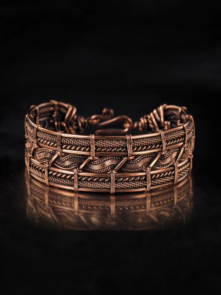 Copper wire wrapped bracelet for woman 7th Anniversary gift Small size bracelet