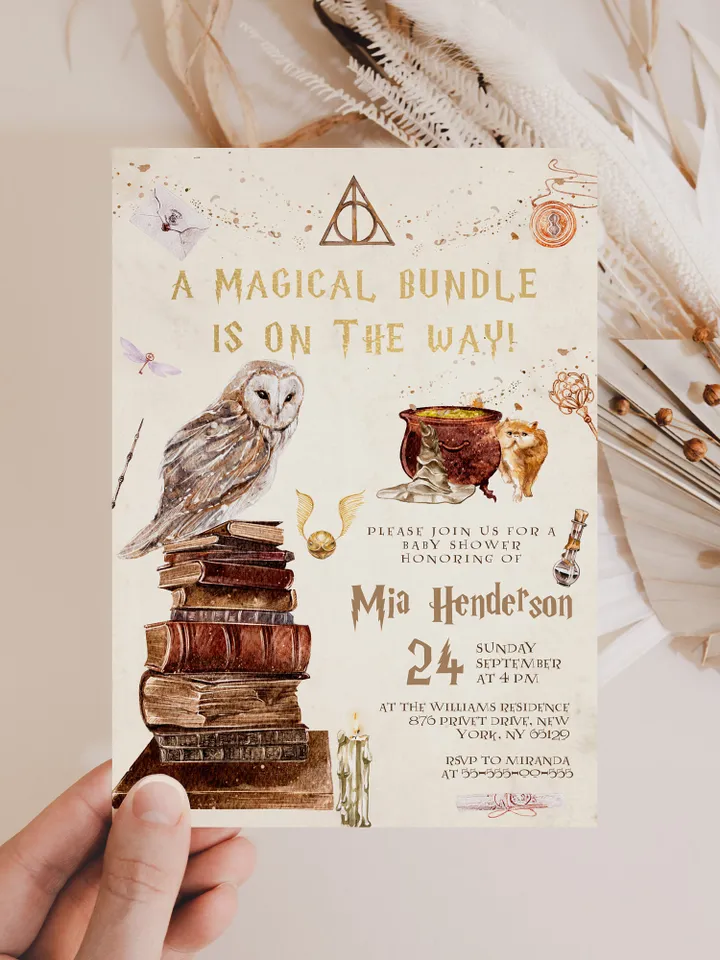DIY Wizarding World Baby Shower iNVITATION; Magic School Baby Shower Template; School of Wizard Baby Shower invitation template; wh1