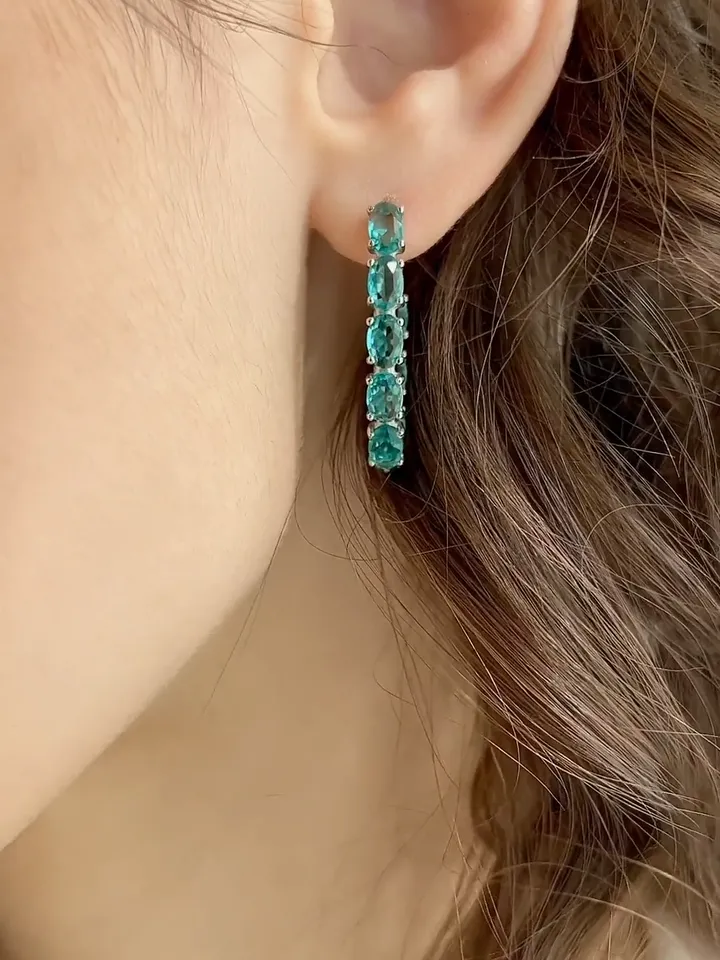 Earrings silver 925 long with paraiba