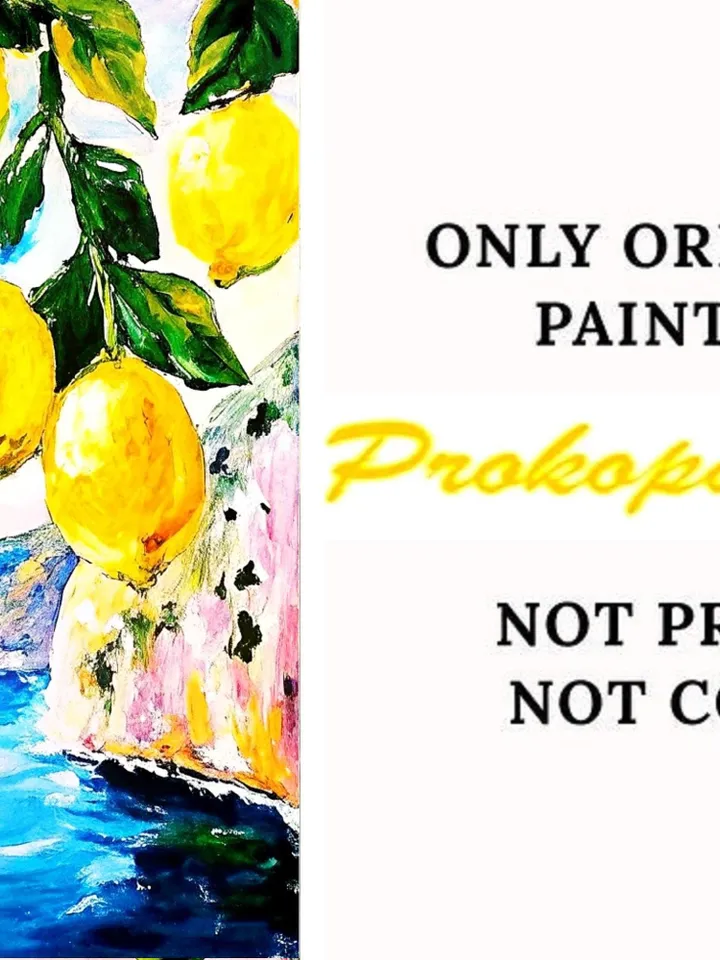 Italy Oil Painting Italian Landscape Lemon Tree Painting Original Art Impasto Oil Painting Art Unique Original Oil Painting Modern Art 7x5