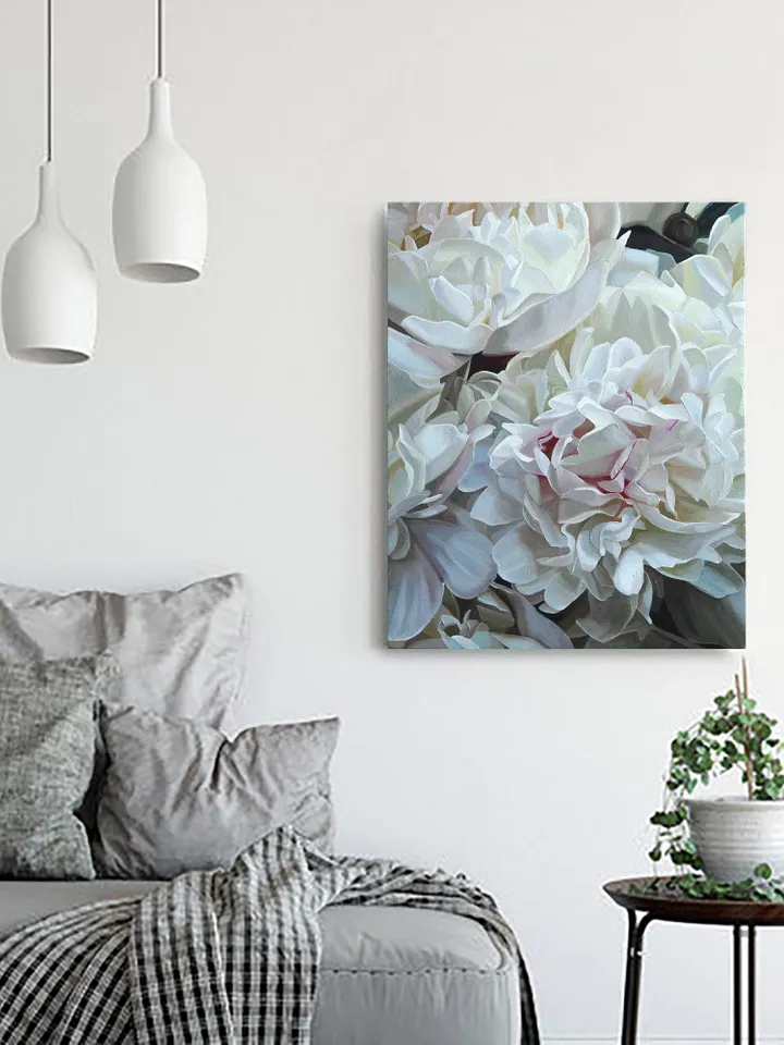 White peonies oil painting