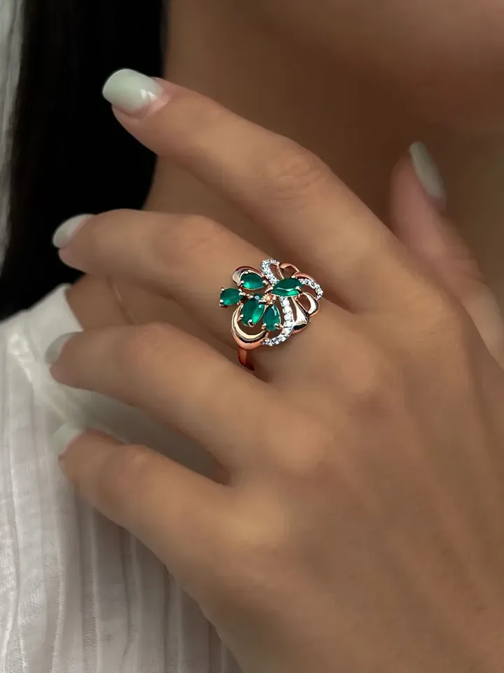 Ring Silver gold plated 925 assay value with quartz agate