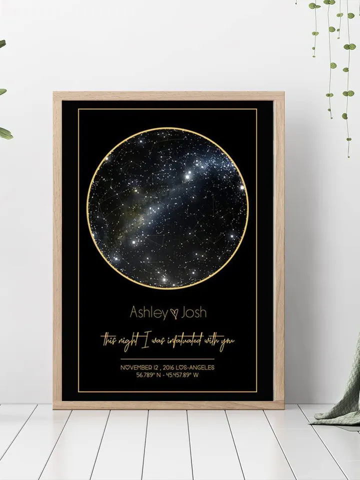 Personalized Star Map Print Custom Constellation Poster Chart Night sky Wall Art Special Occasion Gift Wedding Anniversary 8ts