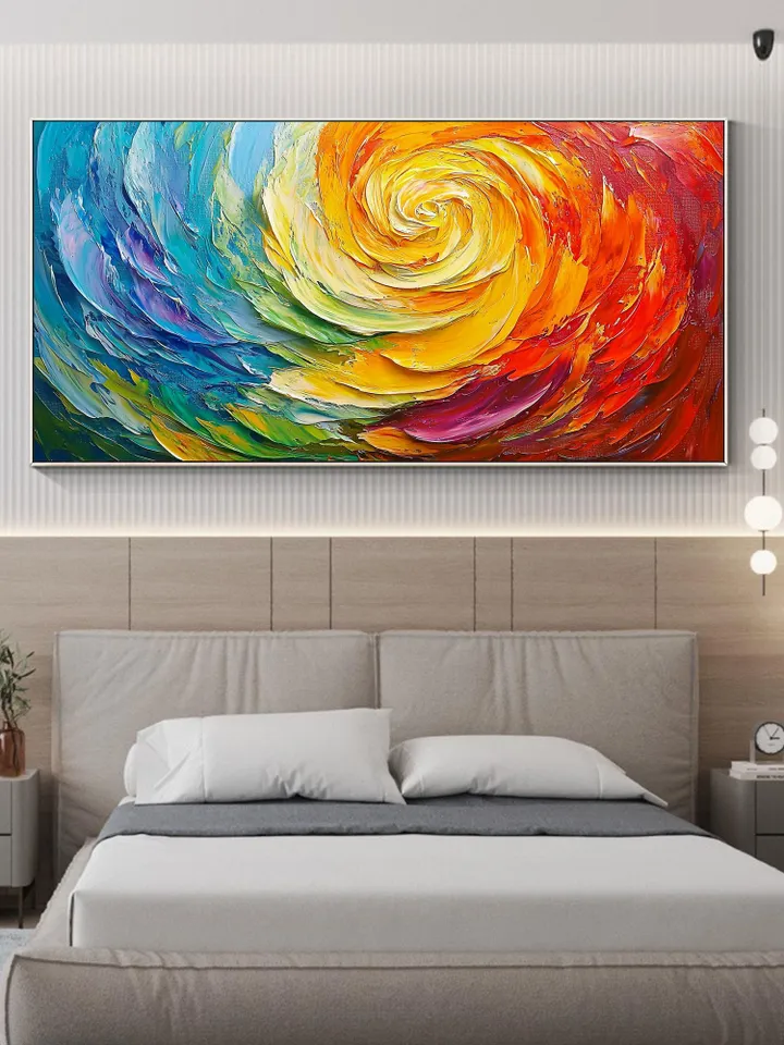 Large Abstract Impasto Oil Painting, Textured Swirl Art, Colorful 3D Wall Art, Original Modern Art, Canvas Wall Art, Home Decor, Office Art